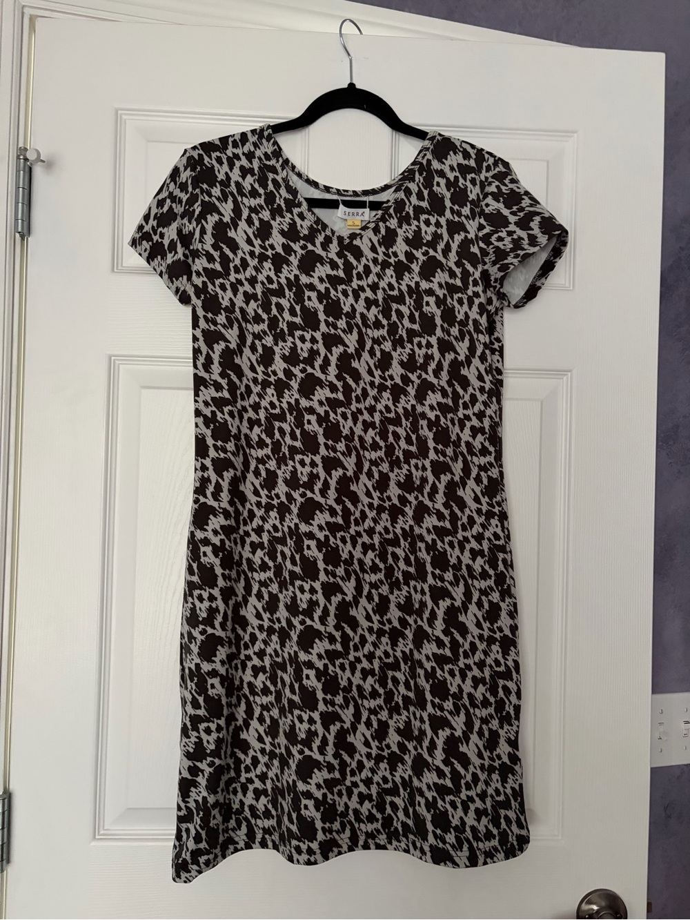 Serra Black and White Leopard Print T-Shirt Dress